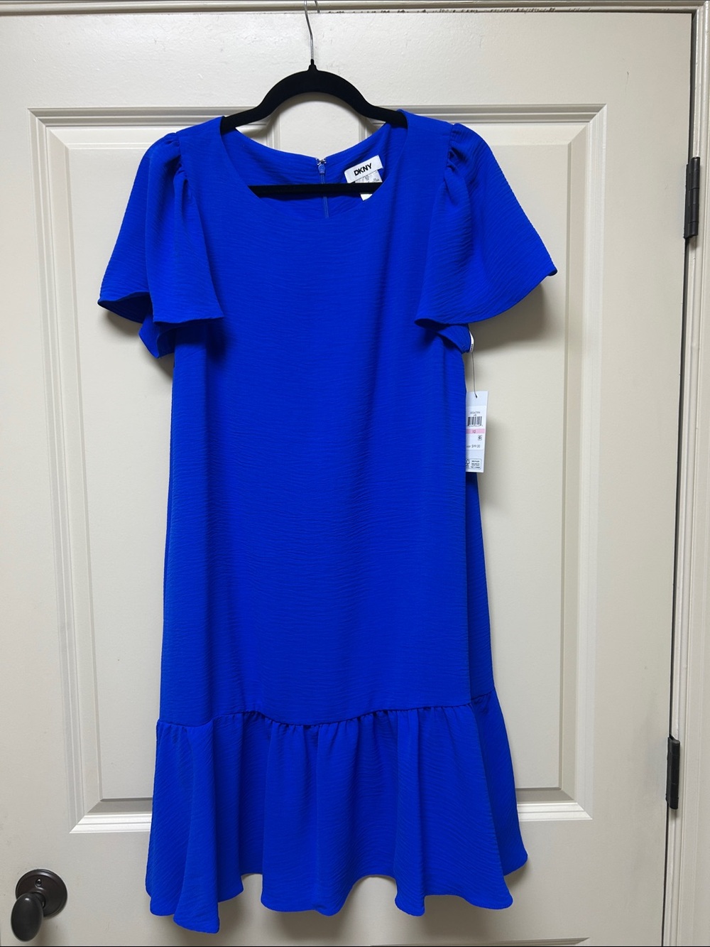 Dkny Bold Cobalt Flutter Sleeve Shift Dress